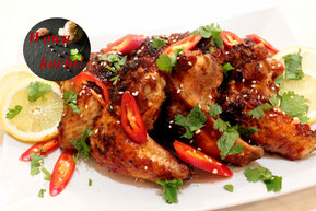 Chicken Wings Schaschlik Rezept Asia Style mit Chili Mango Sauce Glasur