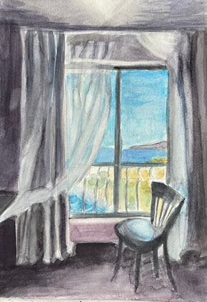 'Hotel Bedroom', watercolour