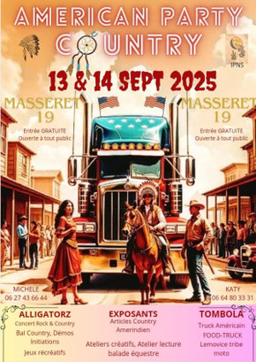 Mam'zelle Pop-Up sera au festival country à Masseret en Corrèze les 13 et 14 septembre 2025