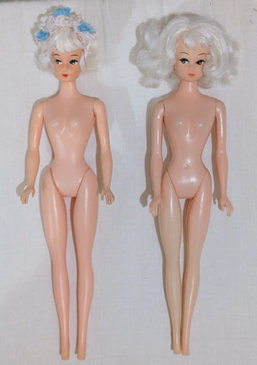 Comparison between the first no bellybutton Petra (left) and the 66 Petra (right)