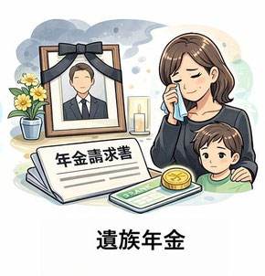 遺族年金の請求手続きを表したイメージイラスト｜配偶者や子どもの生活を支える遺族年金制度