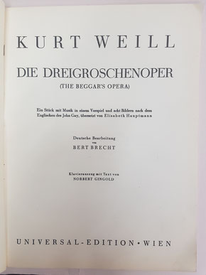Dreigroschenoper Kalvierauszug Erstausgabe 1928 