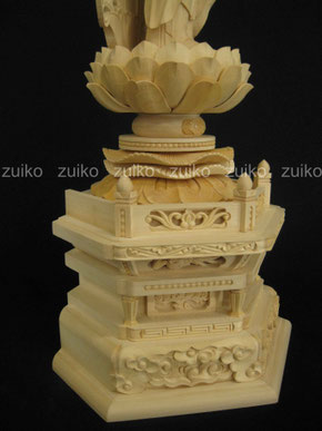 西弥陀　金箔肌粉　本山型台座西火炎光背割寸１尺2