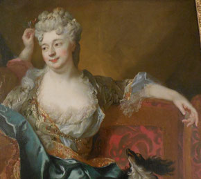 Nicolas de Largillière, Portrait d'une dame avec son fils, détail du décolleté restauré grâce à la conribution de l'Association des Amis du musée Boucher-de-Perthes/ Photo JH