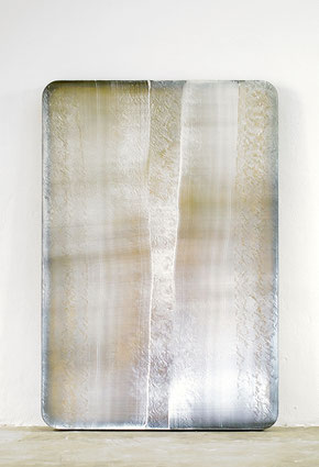 Utopischer Körper (Stele) I / II 2022 Pigment, Steinmehl, Kunststoffsiegel, Ölfarbe auf Holz 135 x 90 x 6 cm