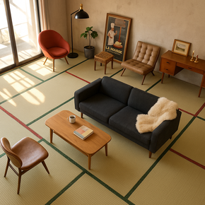 畳縁の色を変えたモダンな和室イメージ