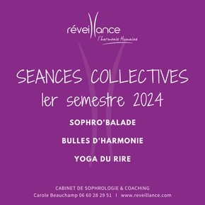 Activités collectives du 1er semestre 2024 : Sophro'balade, Sophrologie, Yoga du Rire