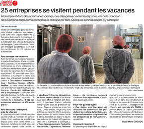 Article Ouest-France_Visites d'entreprises à l'occasion de la Semaine du tourisme économique et des savoir faire