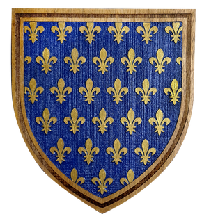 Blason en bois de recupération gravé au laser et peint à la main taille 19cm de large