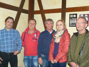 Bild(Dieter Blötz) v.l:. Daniel Sucker (Schriftführer), Norbert Oehlschläger (2. Vors.),Manfred Macher (1. Vors.), Natalie Olenberg (1. Kass.), Uwe Rodehorst (Vereinsfachberater)