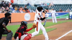 Nella foto un'immagine di Federico Castagnini compagno di Trey Mancini con gli Ironbirds nel 2013