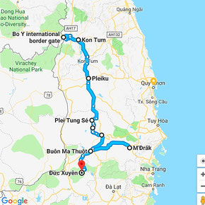 Erkundungstour - zentrales Hochland - Vietnam – Erkundungstour – Ly und Heiko – Viethouse – Streckenverlauf – Flug – Hanoi – Pleiku – Kon Tum - Buon Ma Thuot – Beispiel – Tour – Urlaub