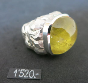 Bild:Ring,Silber925,Beryll,gelb,Cabochon,Antikschliff,Handarbeit,Unikat