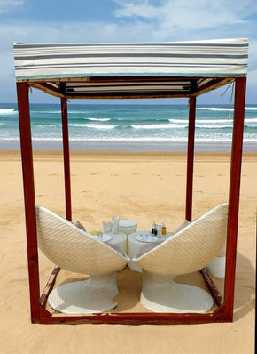Lunch on the beach with a view at White Pearl Resorts, Mozambique. Dante Harker