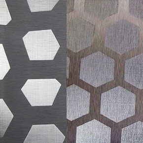 Matte und glänzende Metalloberflächen mit spezifischer Musterung.