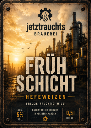 Frühschicht Bier Etikett ABC 2026