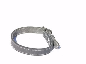 Lederhalsband Hund grau creme 2 cm breit 1