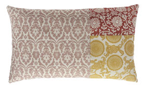 Luxus Dekokissen 40x65 cm drei muster helle farben rosa gelb rot skandinavisch für Sessel