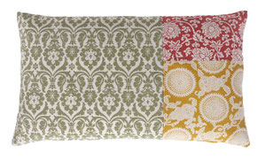Luxus Dekokissen 40x65 cm skandinavische farben und Muster in grün gelb rot für Sofa.