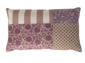 Designer Dekokissen 40x65 cm handbedruckte muster in vier farben rosa braun beige lila für Sofa
