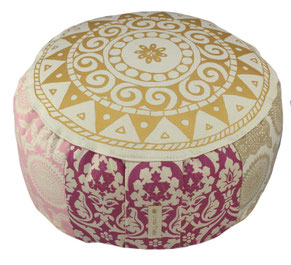 Meditationskissen mehrfarbig rund Golddruck Unikate H = 15 cm