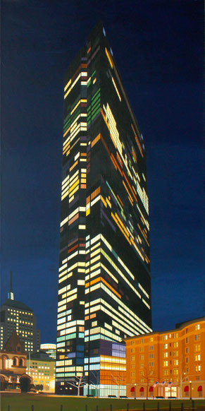 Andrew Woodward, "Copley Midnight," 2017, acrylic on canvas, 60 x 30 inches, $9,200