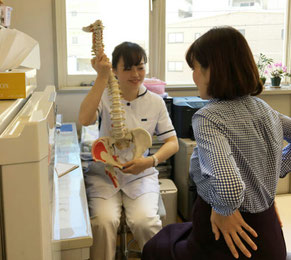 いこい治療院では、背骨のゆがみの説明を丁寧に行います