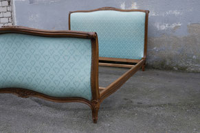 Bett Polsterbett Barock Massivholz Natur Vintage Möbel Holz  Antik Furniture Mülheim an der Ruhr Brocante Alt Möbel Ruhrgebiet Shabby Chic Echtholz Antik 50er Chippendale Louis Philippe