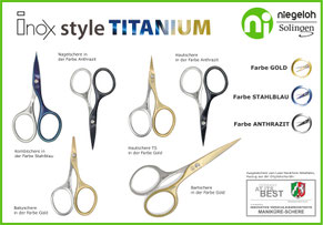 Abbildung aller Scheren Inox style n4 TITANIUM