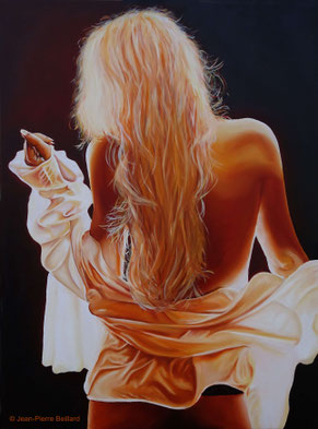 Peinture sur toile huile 80x60 - Blonde Dos - Jean-Pierre Beillard