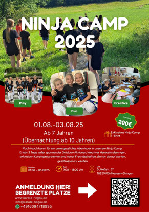 Flyer vom Karate Ninja Camp 2025