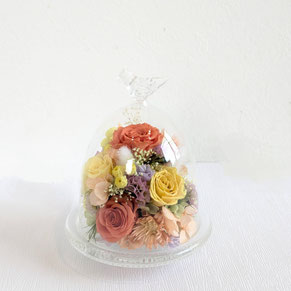 花祝電/結婚式のお祝い/新築祝に贈るプリザーブドフラワーガラスドーム