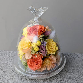 花祝電/結婚式のお祝い/新築祝に贈るプリザーブドフラワーガラスドーム
