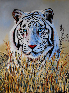 Lion dans les blés                    huile sur toile            64 x 49  