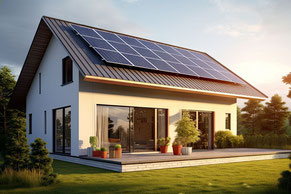 Haus mit großer Photovoltaik Fläche
