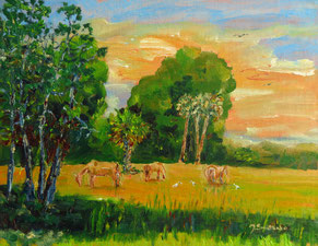 Malinda's Horses, Oil, 9x12, $300