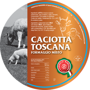 maremma mixed mix cow cow’s sheep sheep’s cheese dairy caseificio tuscany tuscan spadi follonica label italian origin milk italy fresh caciotta toscana formaggio misto