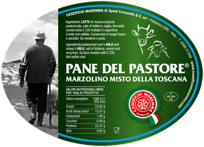 maremma mixed mix cow cow’s sheep sheep’s cheese dairy caseificio tuscany tuscan spadi follonica label italian origin milk italy fresh  pane del pastore marzolino misto della toscana