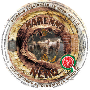 maremma sheep sheep’s cheese dairy pecorino caseificio tuscany tuscan spadi follonica label italian origin milk italy matured aged black nero classic