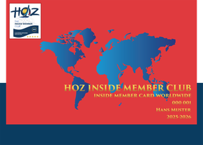 HOZ Inside Member Club – Worldwide Card 2025–2026 mit Weltkarte auf rotem Hintergrund