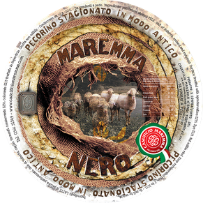 maremma pecora formaggio pecorino caseificio toscano toscana spadi follonica etichetta italiano origine latte italia pecorino stagionato nero esterno