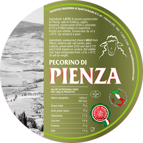 pienza maremma pecora formaggio pecorino caseificio toscano toscana spadi follonica etichetta italiano origine latte italia stagionato grande