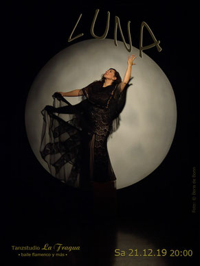 Titelfoto zur Flamenco-Aufführung "LUNA" (zu Deutsch "Mond") am 21.12.19 im Tanzstudio La Fragua in Bonn / Color-Foto by Boris de Bonn