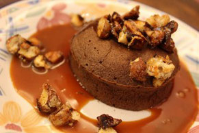 Moelleux chocolat noisettes, caramel au beurre salé