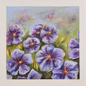 Pellypainting, Acryl, Blaue Blüten