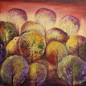 Blättertraumlandschaft 4, Blätter, Acryl, Pellypainting