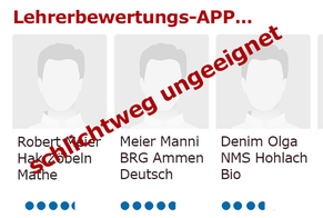 GÖD hats´s vergeigt: Datenschutzbehörde hat den Weg für Lehrerbewertungs-App freigegeben Bild:spagra