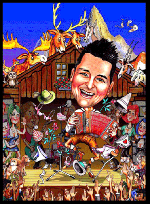 Karikaturen zeichnen lassen, der Volks-Rock'n Roller Andreas Gabalier.