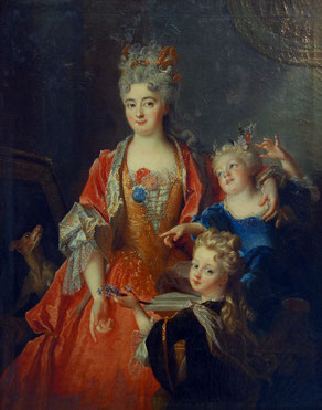 Nicolas de Largillière (Paris, 1 656 – Paris, 1 746) Portrait de Madame Jassaud et ses deux enfants Huile sur toile Don Lennel, 1 922