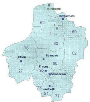 Départements constituant la délégation 3A.Spie IIe de France Nord Ouest - (c) Spie